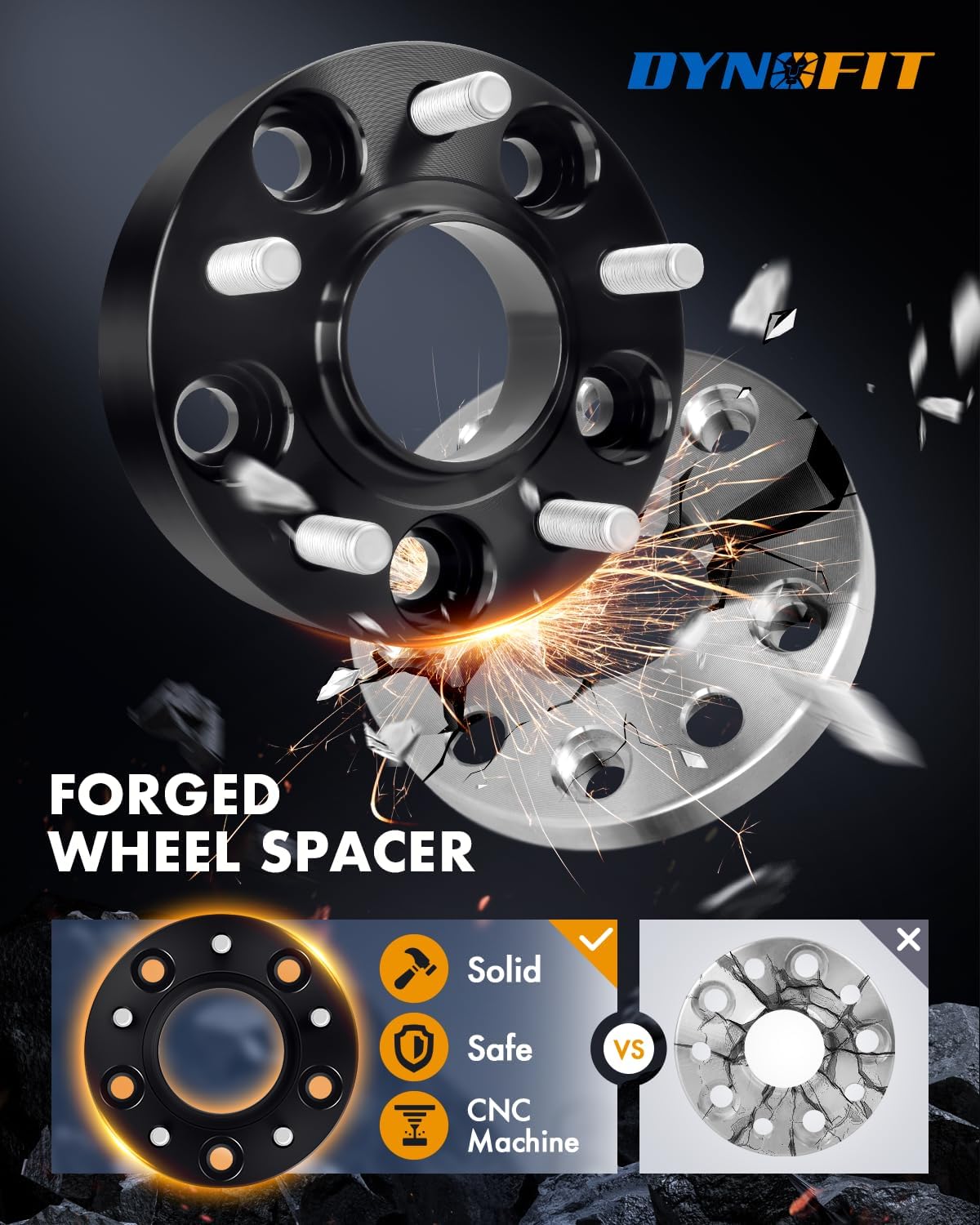 dynofit 5x114.3 Wheel Spacers 1 Inch for Nissan 350Z/370Z & Infiniti G35/G37/FX35, Hubcentric 66.1mm Bore, M12x1.25 Studs