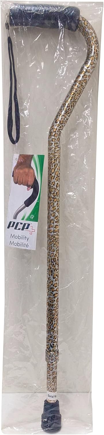 PCP Adjustable Cane, Offset Handle, Foam Grip, Wrist Strap, Lightweight Aluminum, Hunter Camouflage Pattern