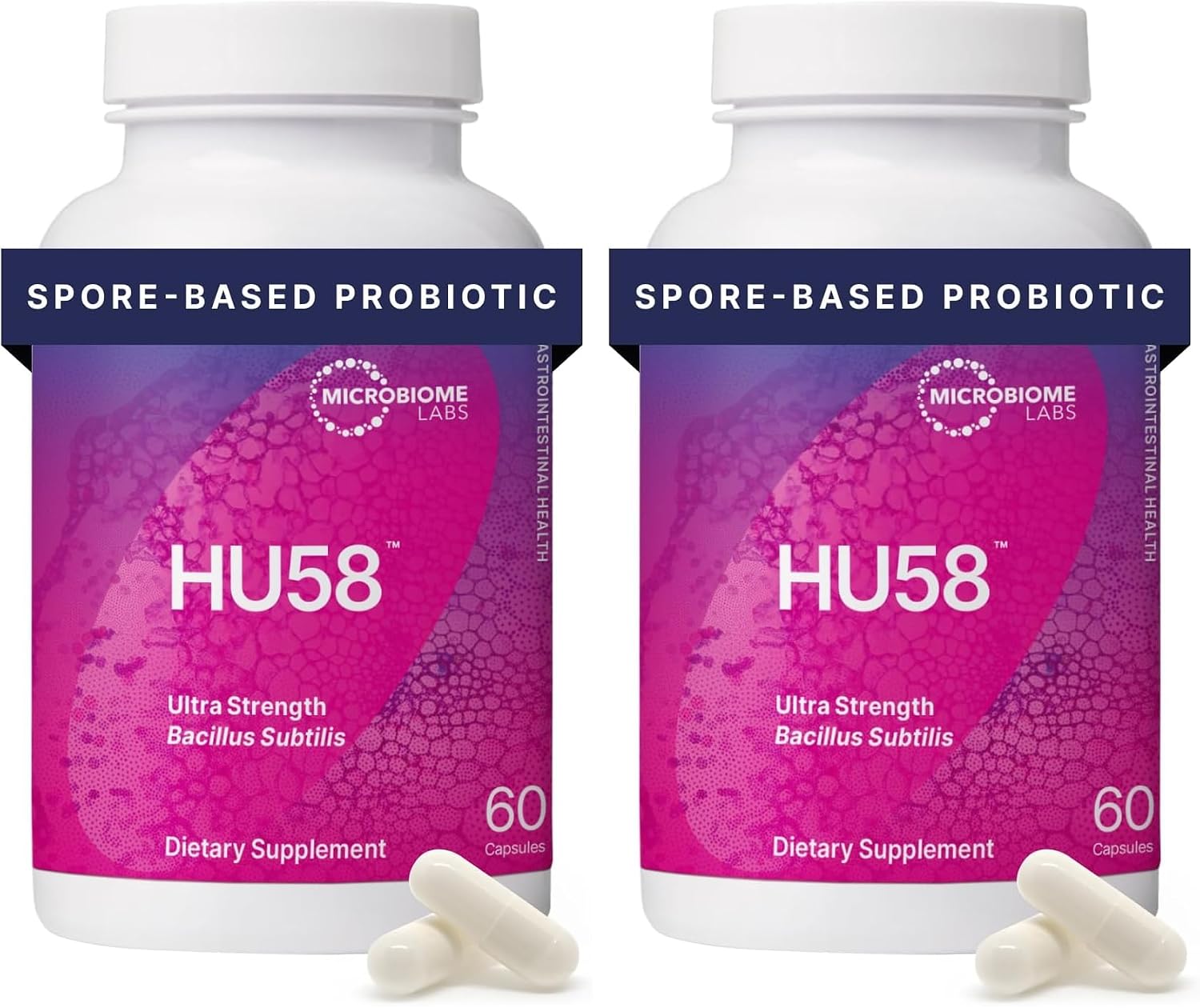 Microbiome Labs HU58, Bacillus Subtilis, Probiotic for Women & Men, 60 Ct