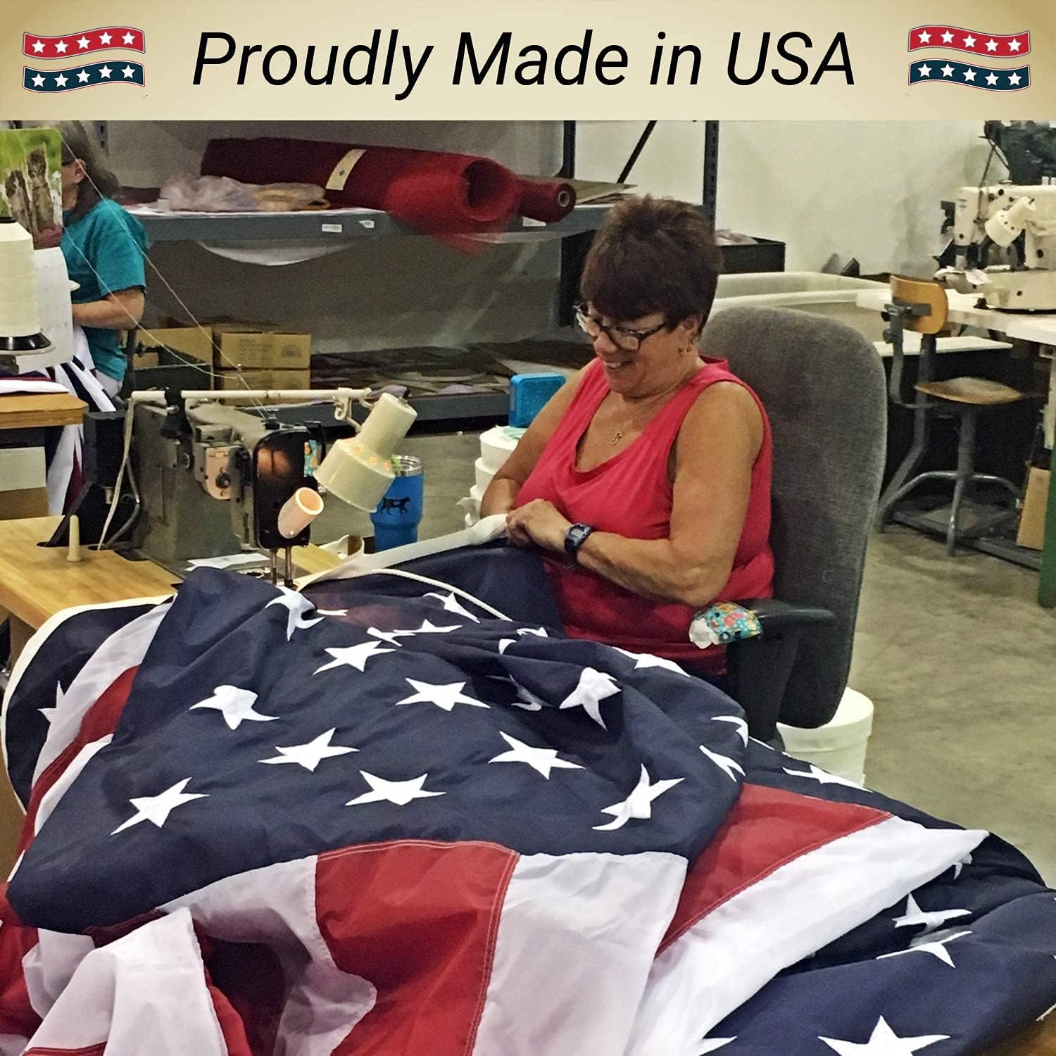 Grace Alley American Flag: 5x8 FT US Flag - 100% Made In USA - Embroidered Stars and Sewn Stripes and Brass Grommets