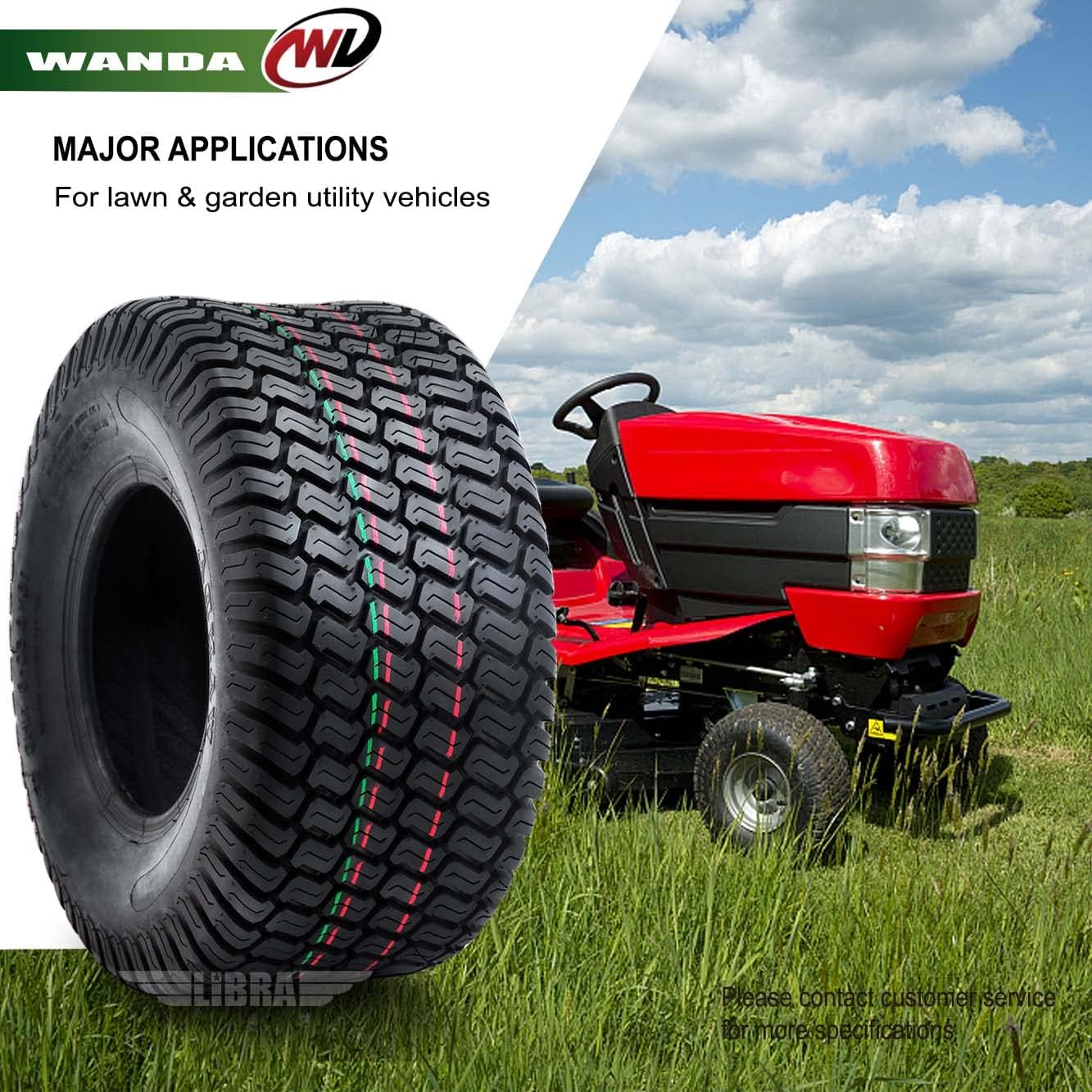 WANDA Set 4 Lawn Mower Turf Tires 16x6.5-8 & 23x10.5-12 /4PR -13019/13049 | Riding Lawn Mover, Garden Tractor