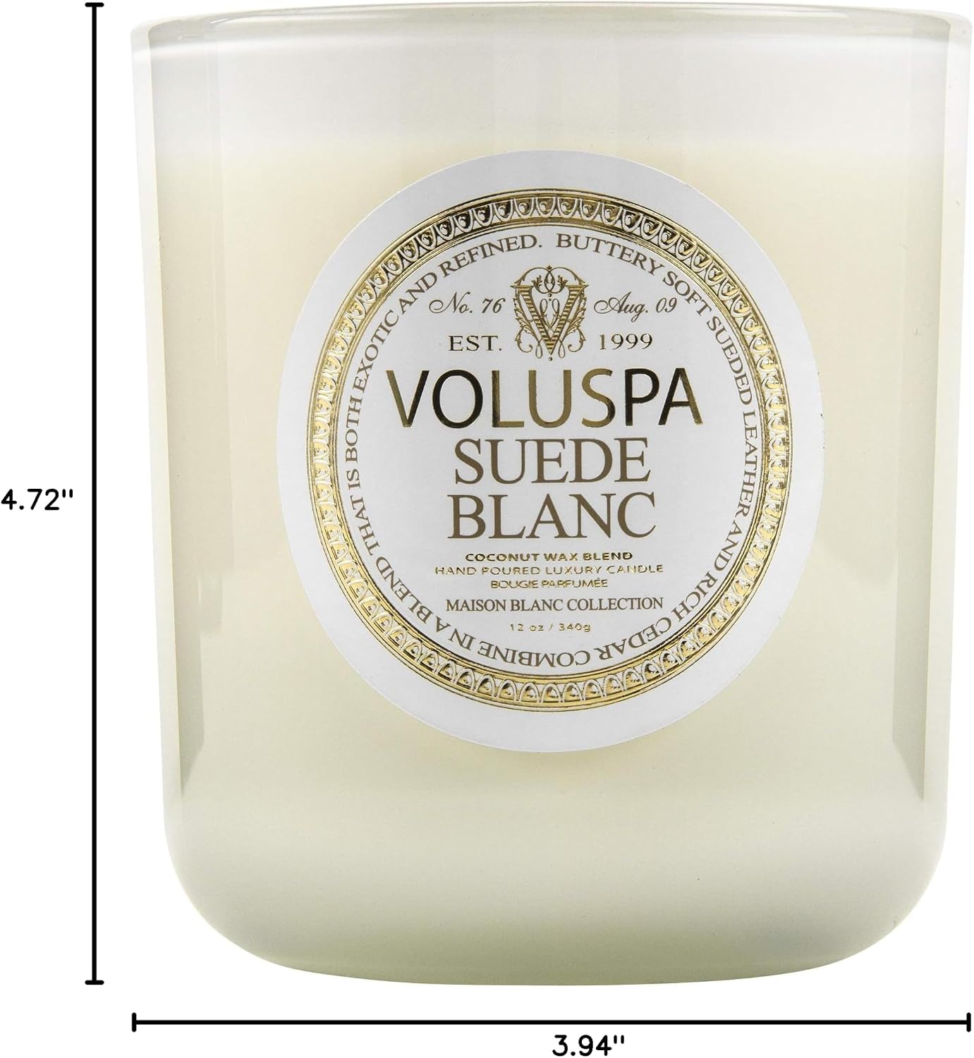 Voluspa Suede Blanc Classic Maison Candle, 100 Hour 12 oz