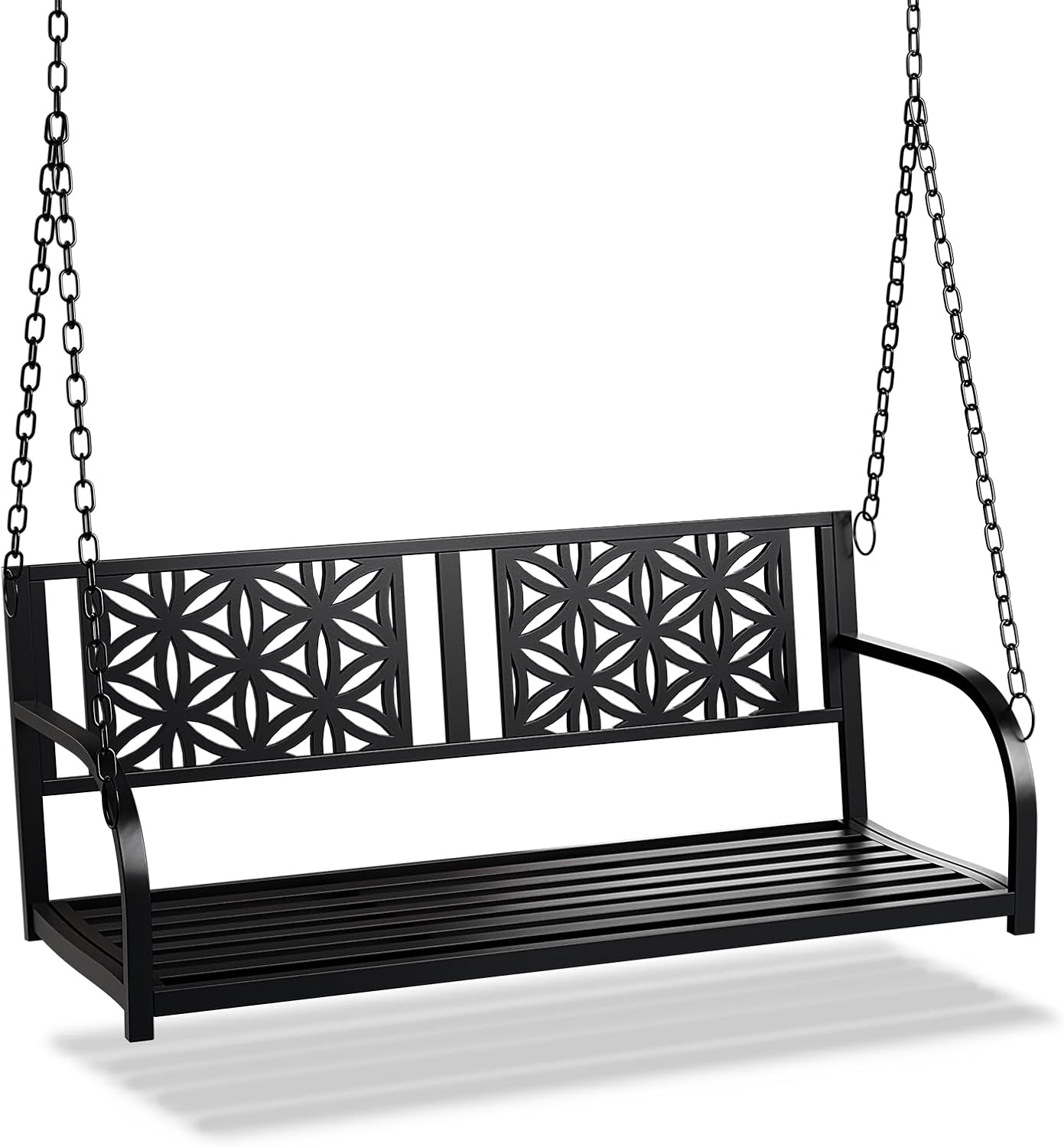 VINGLI Heavy Duty Metal Porch Swing, 660 LBS Outdoor Swing Bench, Curved