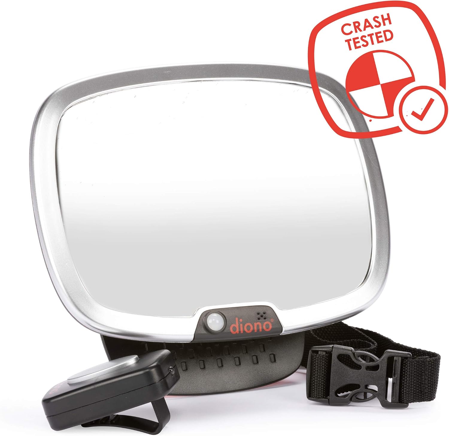 Diono Easy View Plus Baby Car Mirror with Light, Safety Car Seat Mirror for Rear Facing Infant with 360 Rotation, LED Night Light