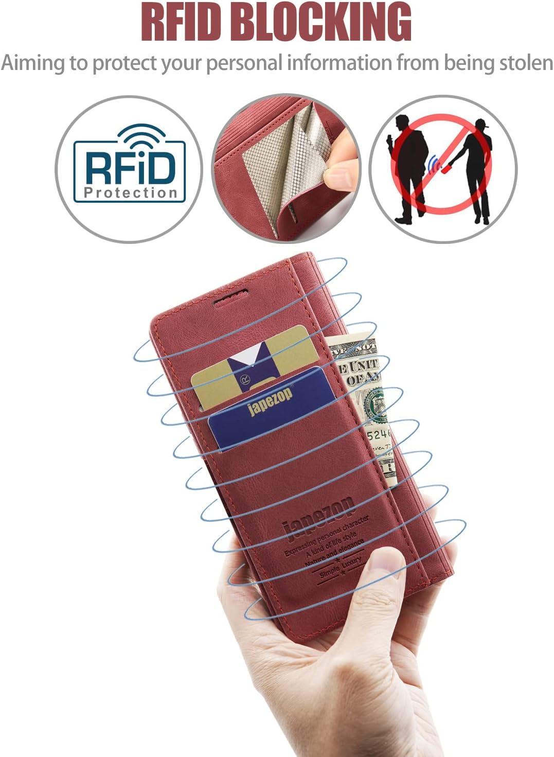 japezop iPhone 12 Mini Wallet Case with [RFID Blocking],Blue