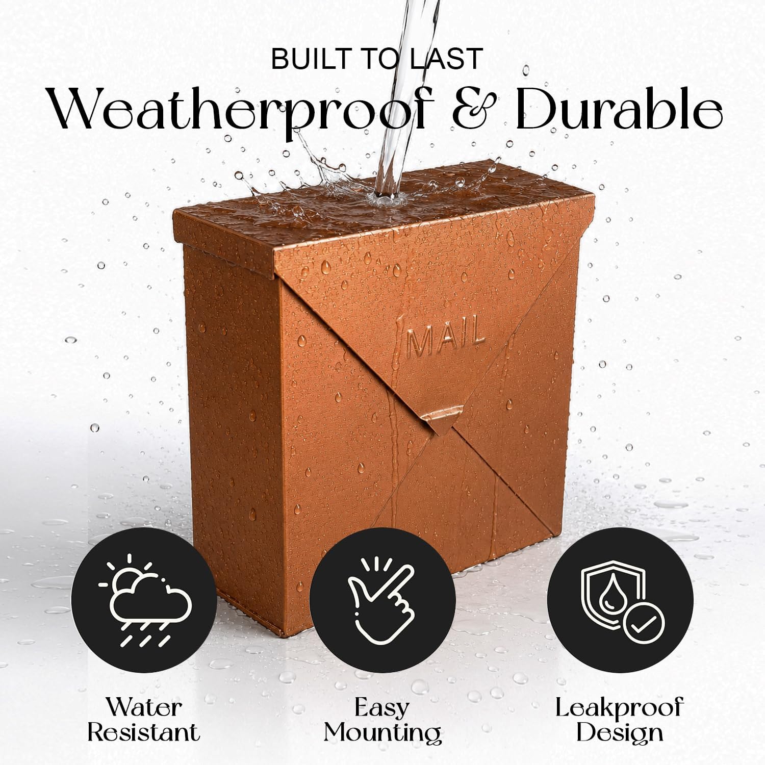 NACH Mailboxes for Outside Wall Mount, 10 x 10 x 4 inch Rustic Brown Mail Boxes for House Outside