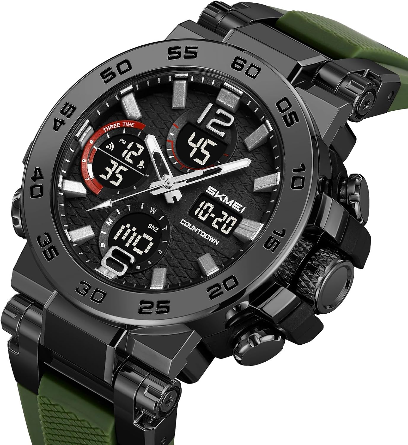 FANMIS Men's Analog Digital Sport Watch Military Dual Display 50M LED Watch | Men's Dual Display Sports Watches With Led Backlight Alarm Stopwatch 12/24h Time Outdoor Running Swimming