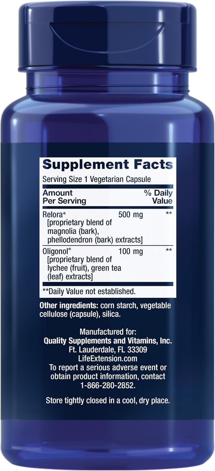 Life Extension Cortisol-Stress Balance, 30 Capsules | Relora Magnolia Bark, Green Tea & Lychee, Manage Stress & Healthy Cortisol Levels, Gluten-Free