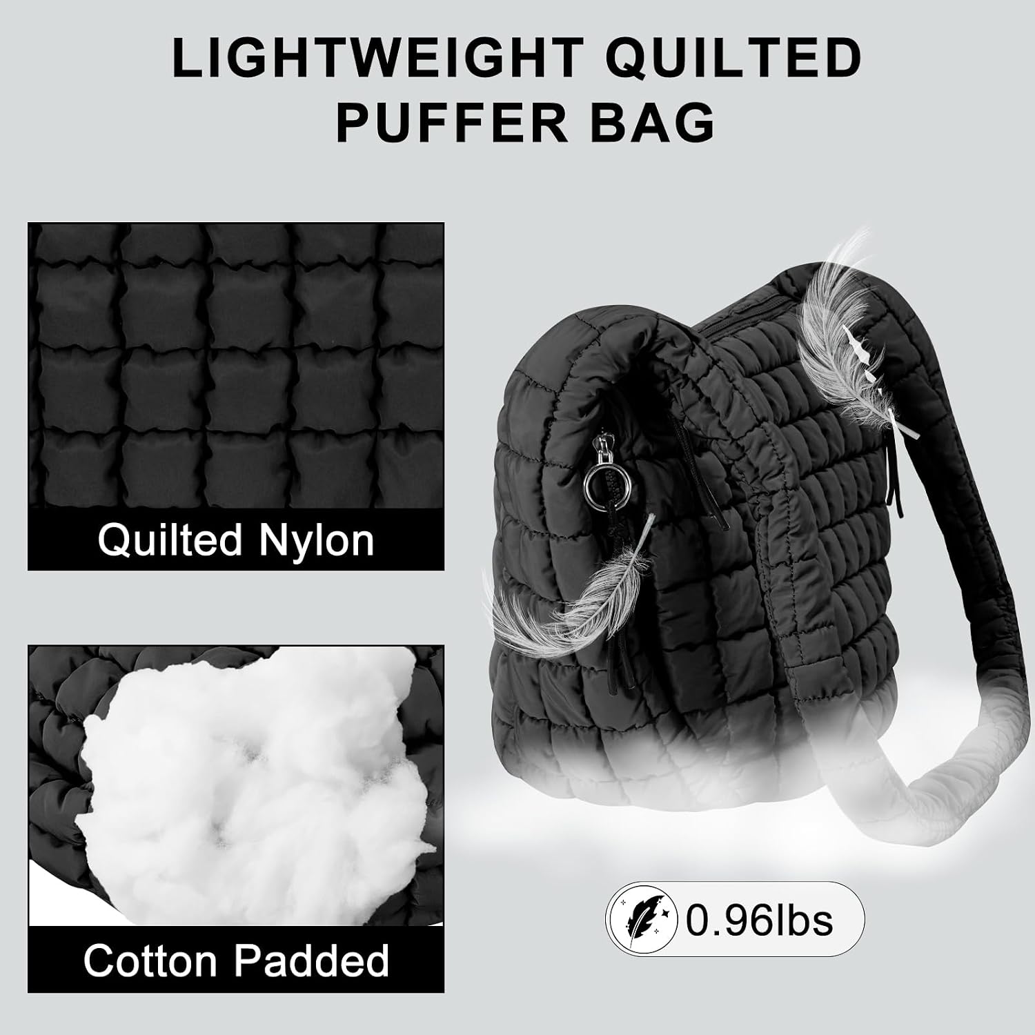 Puffer Tote Bag for Women Large Quilted Puffy Lightweight Carryall Crossbody Tote Bag for Women