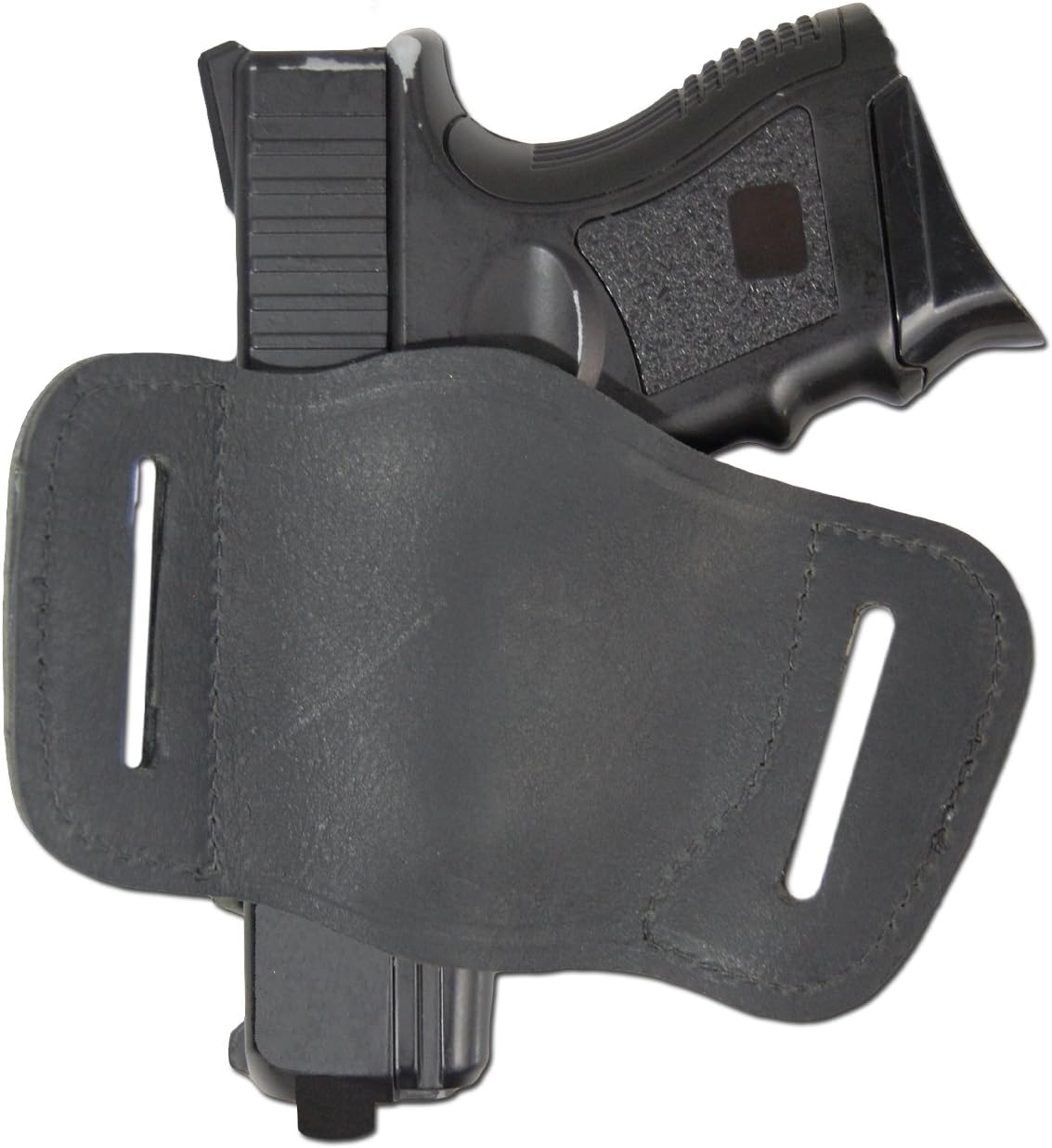 New Barsony Quick Slide Gun OWB Black Leather Holster for Compact 9mm 40 45 Pistols