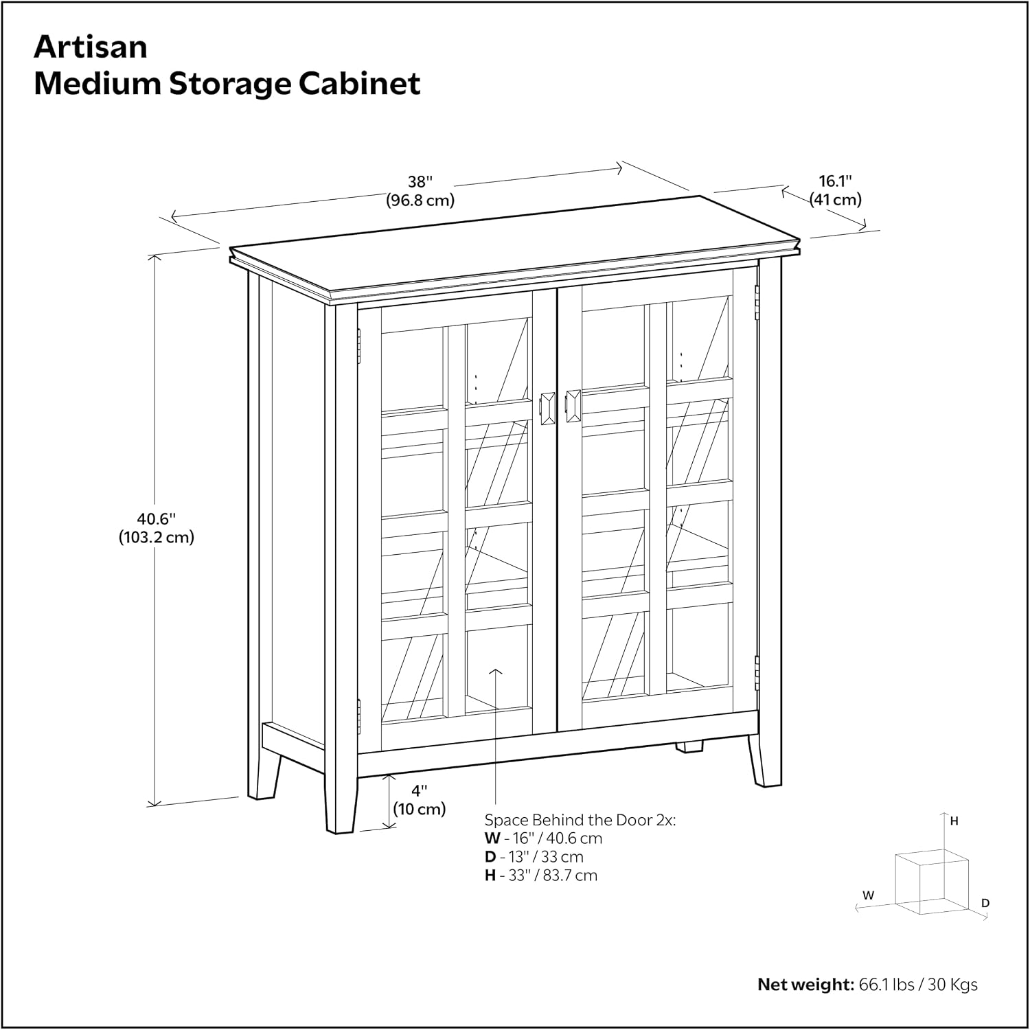 SIMPLIHOME Artisan 30" Wide Solid Wood Cabinet in Russet Brown