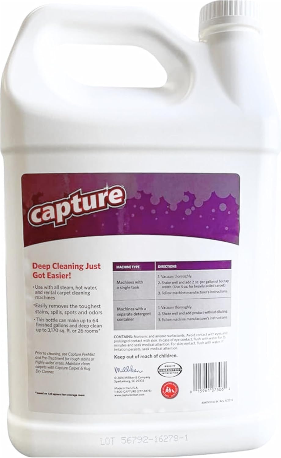 Capture Professional Steam Clean Detergent for All Machines - Home, Car, Dogs & Cats Pet Carpet Cleaner Solution - Strength Odor Eliminator