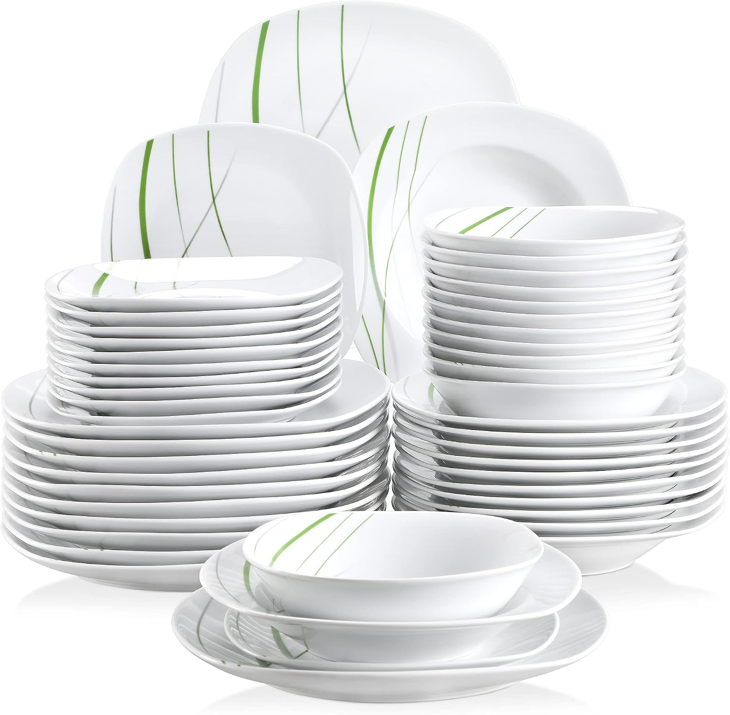 VEWEET 30 PCS Ceramic Dinnerware Sets for 6, Pink Floral Dish Set, ANNIE | Porcelain Dinner Set Including Dessert Plates, Soup Plates, Dinner Plates, Cups & Saucers, Microwave & Dishwasher Safe