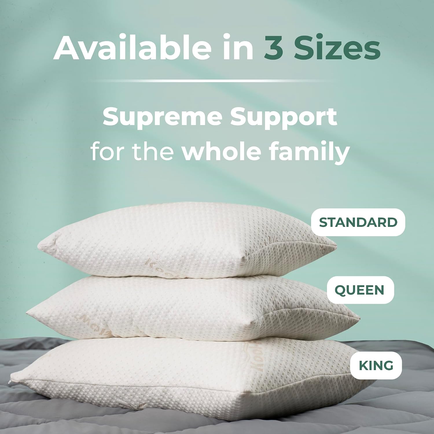 Snuggle-Pedic Adjustable Memory Foam Pillows - GreenGold Certified Pillow w/ Viscose of Bamboo Cover for Side, Stomach & Back Sleepers - Made in the USA - Standard