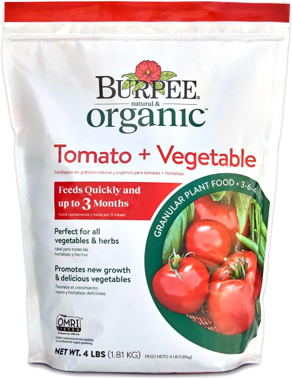 Burpee Natural Purpose Granular 4-Lb Organic Food for Growing Strong Plants | Good for Vegetable Garden, Flower Garden & Seed Starting, 4 lb, 4lb. Bag