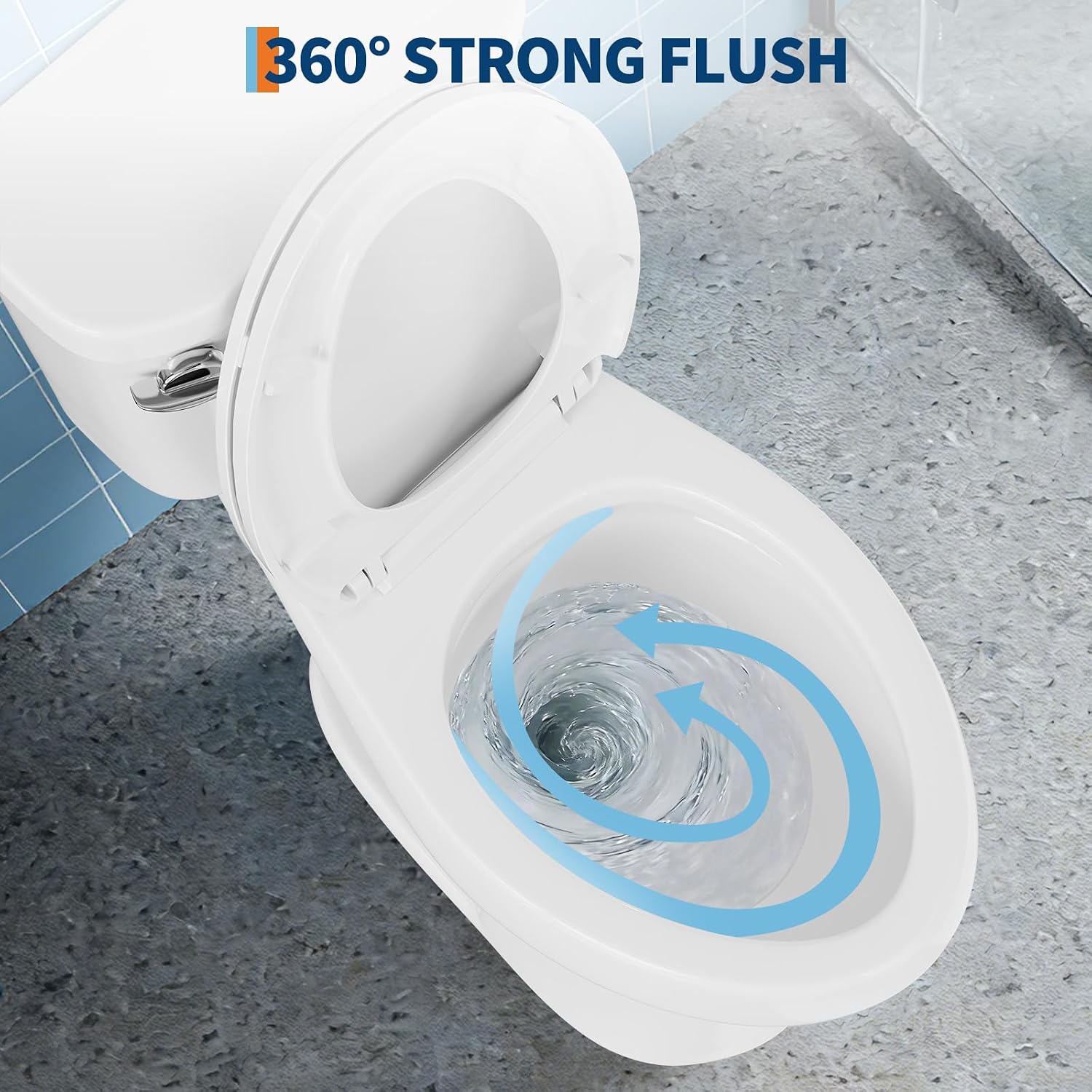Two-Piece Toilets for Bathrooms, Comfort ADA Toilet with 19" Height, Elongated with Soft Close Seat, Power Flush 1.28 GPF