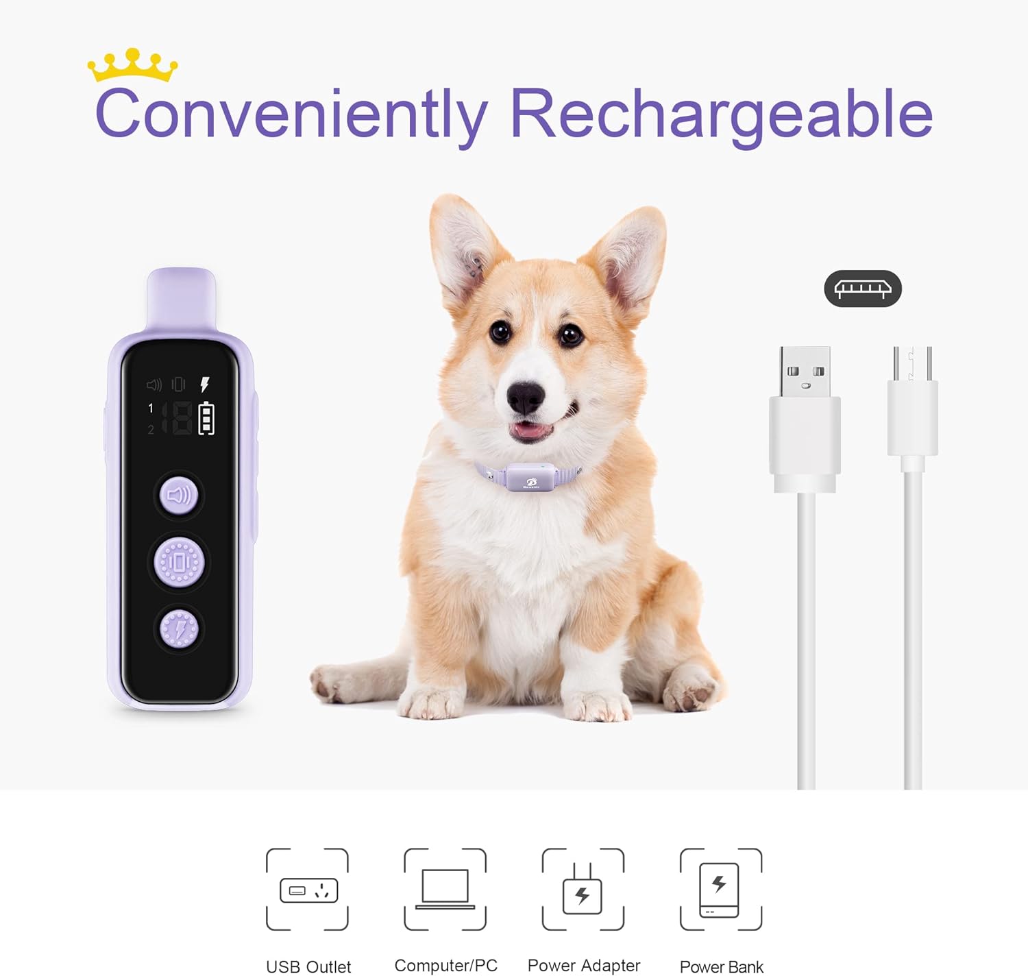 Bousnic Dog Shock Collar for 2 Dogs - (8-120lbs) Waterproof Rechargeable Electric Dog Training Collar with Remote for Small Medium Large Dogs with