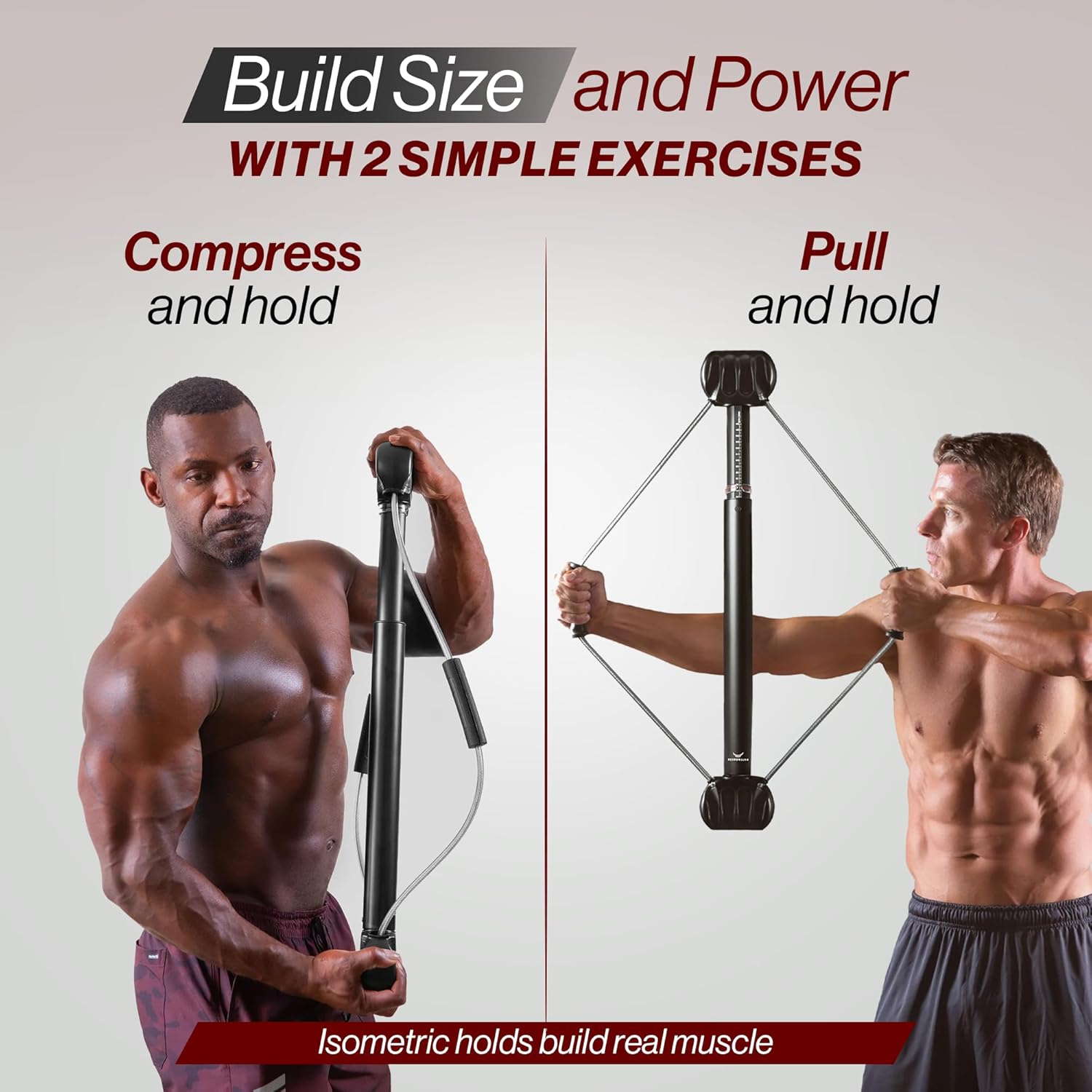 Bullworker Bow Classic 36" Isometric Exercise Equipment, Portable Home Gym Chest Expander, Customized Variable Resistance, Chest and Arm Trainer
