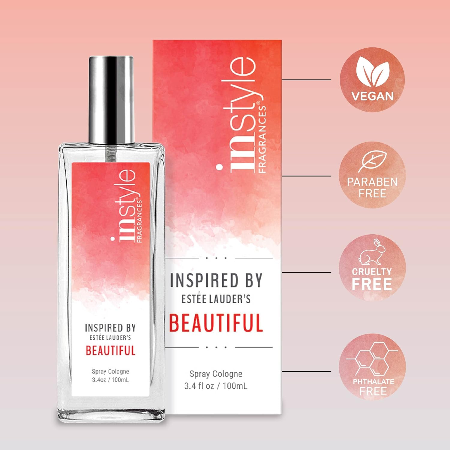 Instyle Fragrances | Inspired by Ralph Lauren's Romance | Women’s Eau de Toilette | Vegan, Paraben Free, Phthalate Free | Never Tested on Animals | 3.4 Fluid Ounces