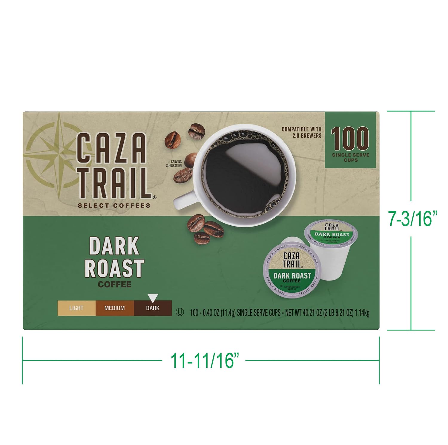 Caza Trail Coffee, Kona Blend, 100 Single Serve Cups