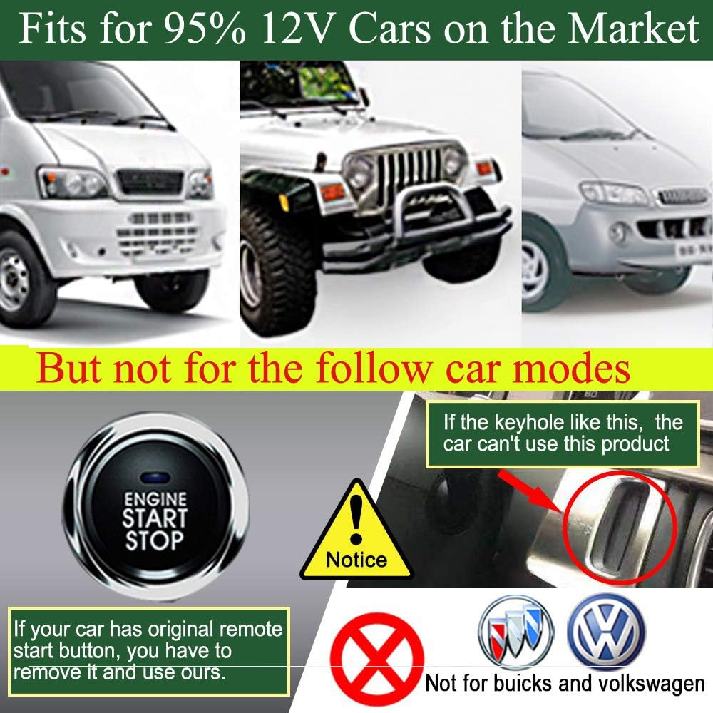Universal Car Remote Engine Starter Push Engine Start for Car Keyless Entry Lock/Unlock Trunk Release Remote Key or Phone Control Gifts for Man