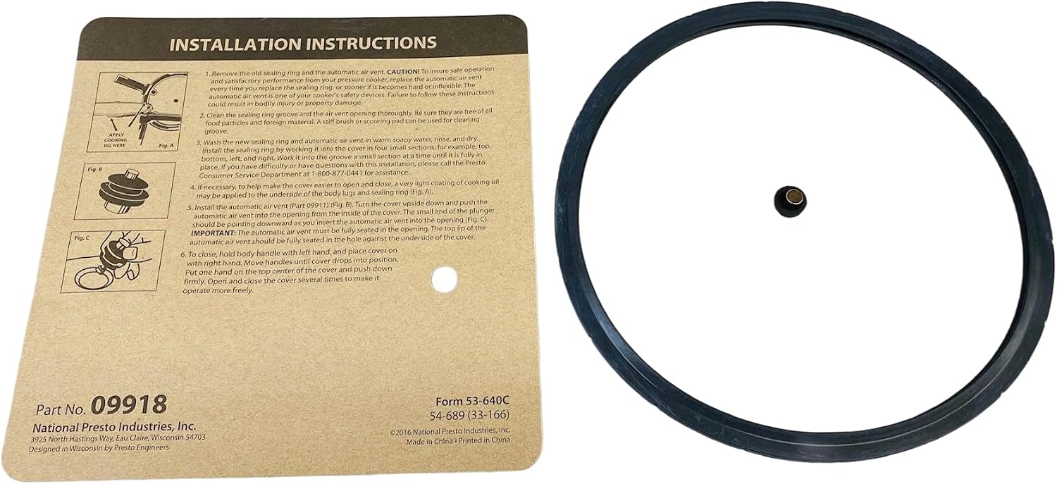 2 Pk, Presto Pressure Cooker Sealing Ring Gasket, 09918