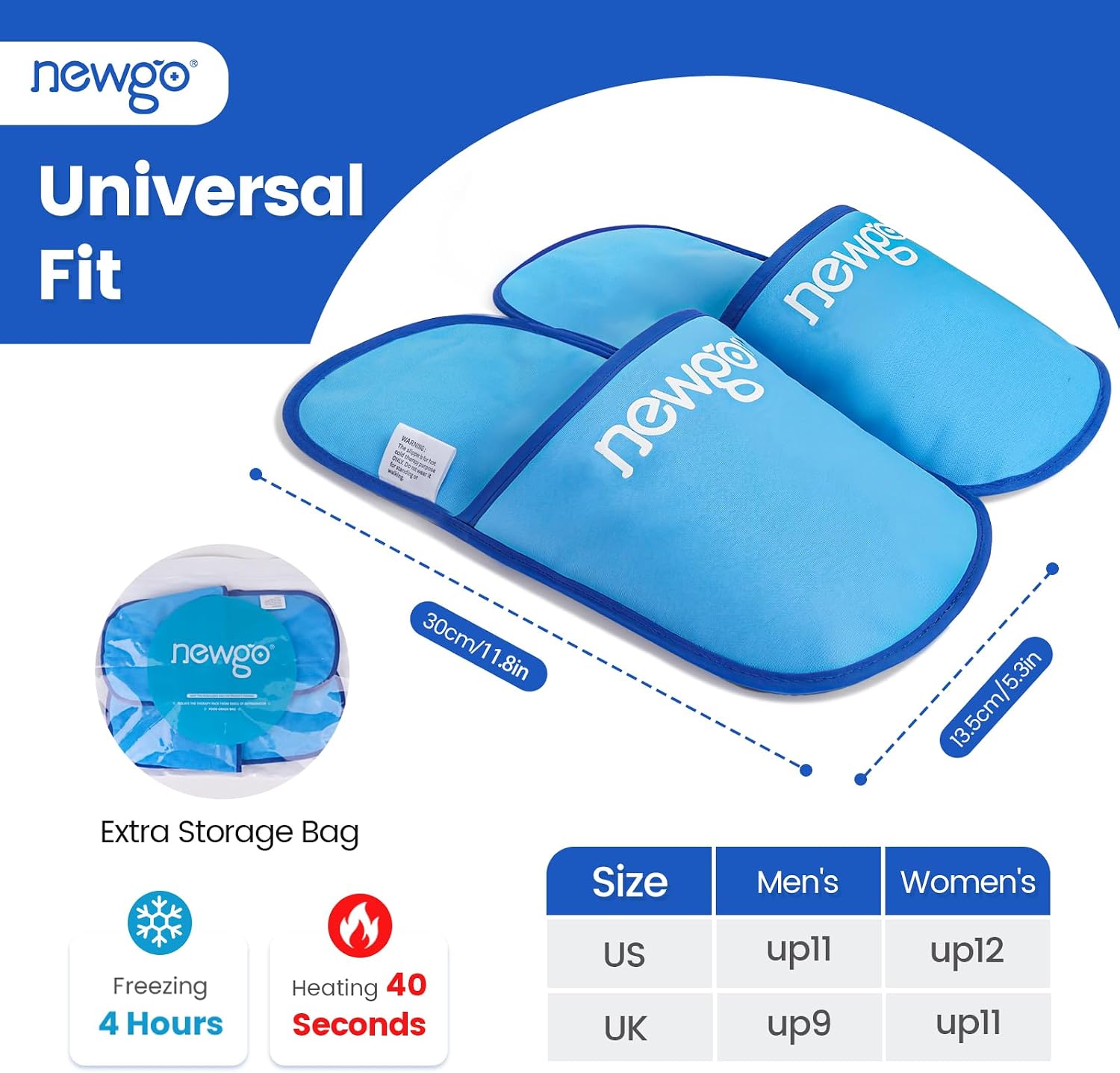 NEWGO Foot Ice Pack Slippers for Plantar Fasciitis, FSA Eligible, 2 Pack