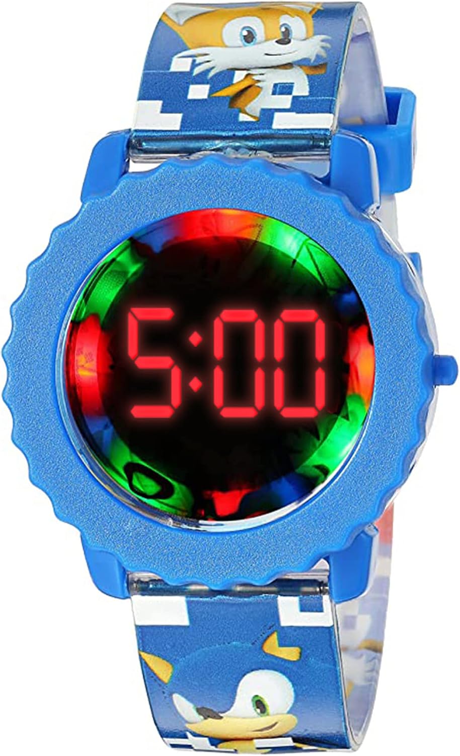 Sonic The Hedgehog Kids Digital Watch – Flashing LED Light-Up Display, Easy-to-Read Time, Adjustable Strap