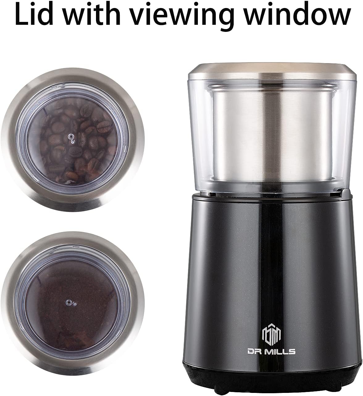 DR MILLS DM-7451 Electric Coffee Grinder, Coffee Bean Grinder Electric Dried Spice, Nut, Herb Grinder, Detachable Cup, Dishwashable