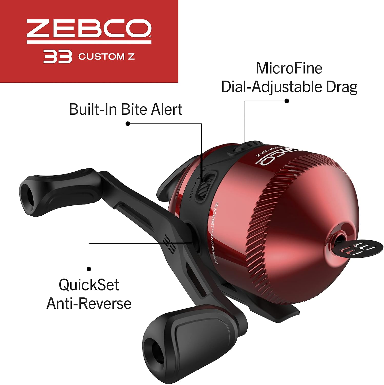 Zebco 33 Custom-Z Spincast Reel and 2-Piece Fishing Rod Combo, 6-Foot Fiberglass Rod with Split-Grip EVA Handle