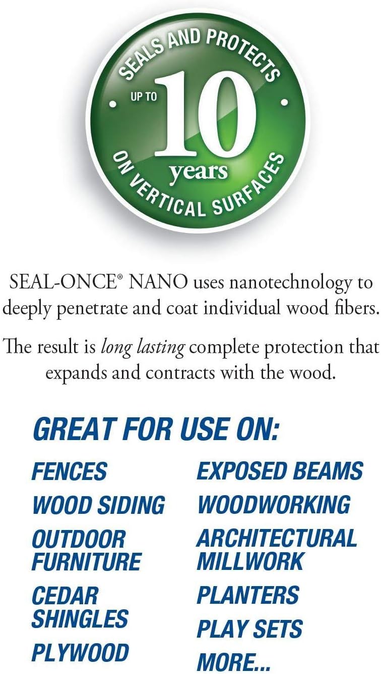 Seal-Once Nano Clear Penetrating Wood Sealer - Premium Waterproof Sealant (Quart)