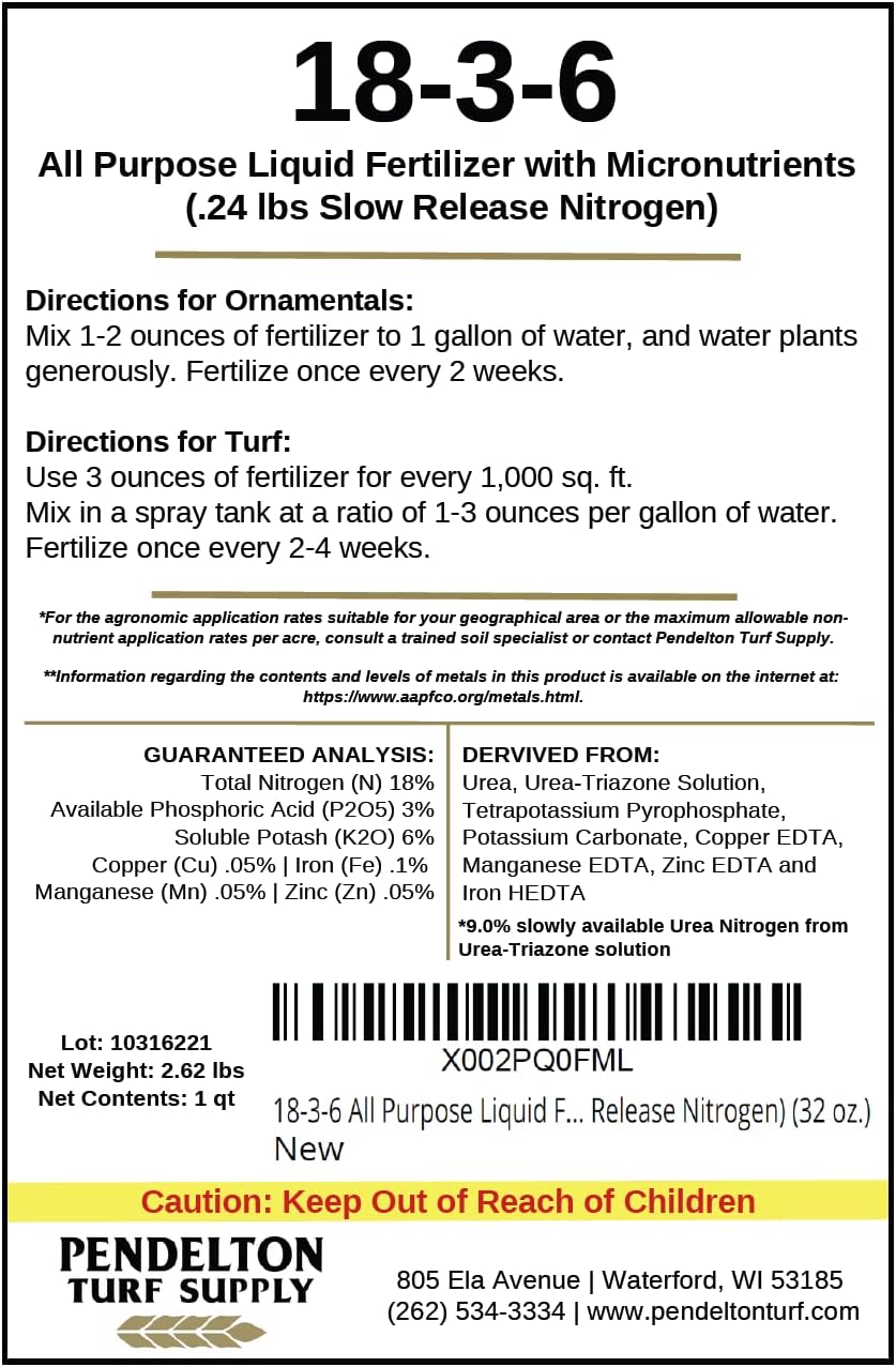 18-3-6 All Purpose Liquid Fertilizer & Micro Nutrients (50% Slow Release Nitrogen) (32 oz.)