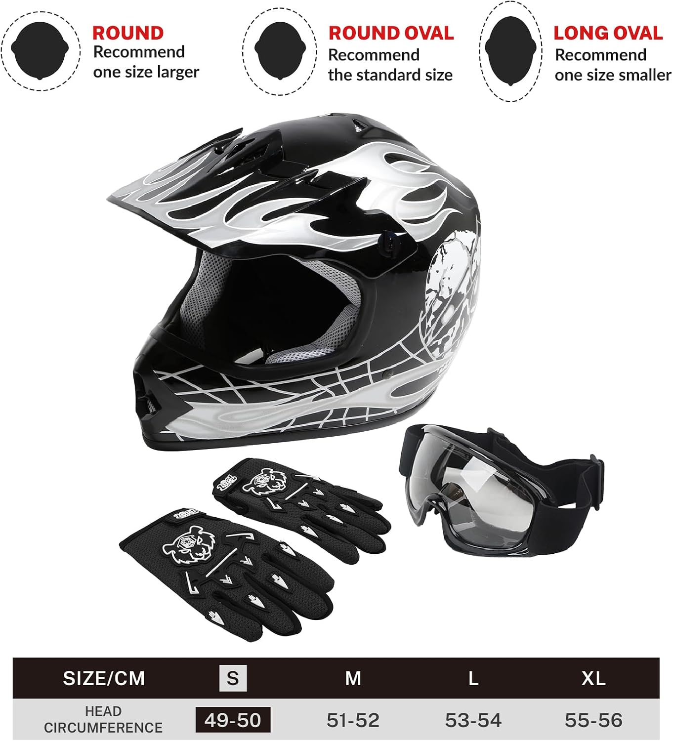 SLMOTO ATV Helmets for Kids Youth DOT Motocross Offroad Street Helmet Motorcycle Blue Helmet Dirt Bike Motocross Helmet+Goggles+Gloves