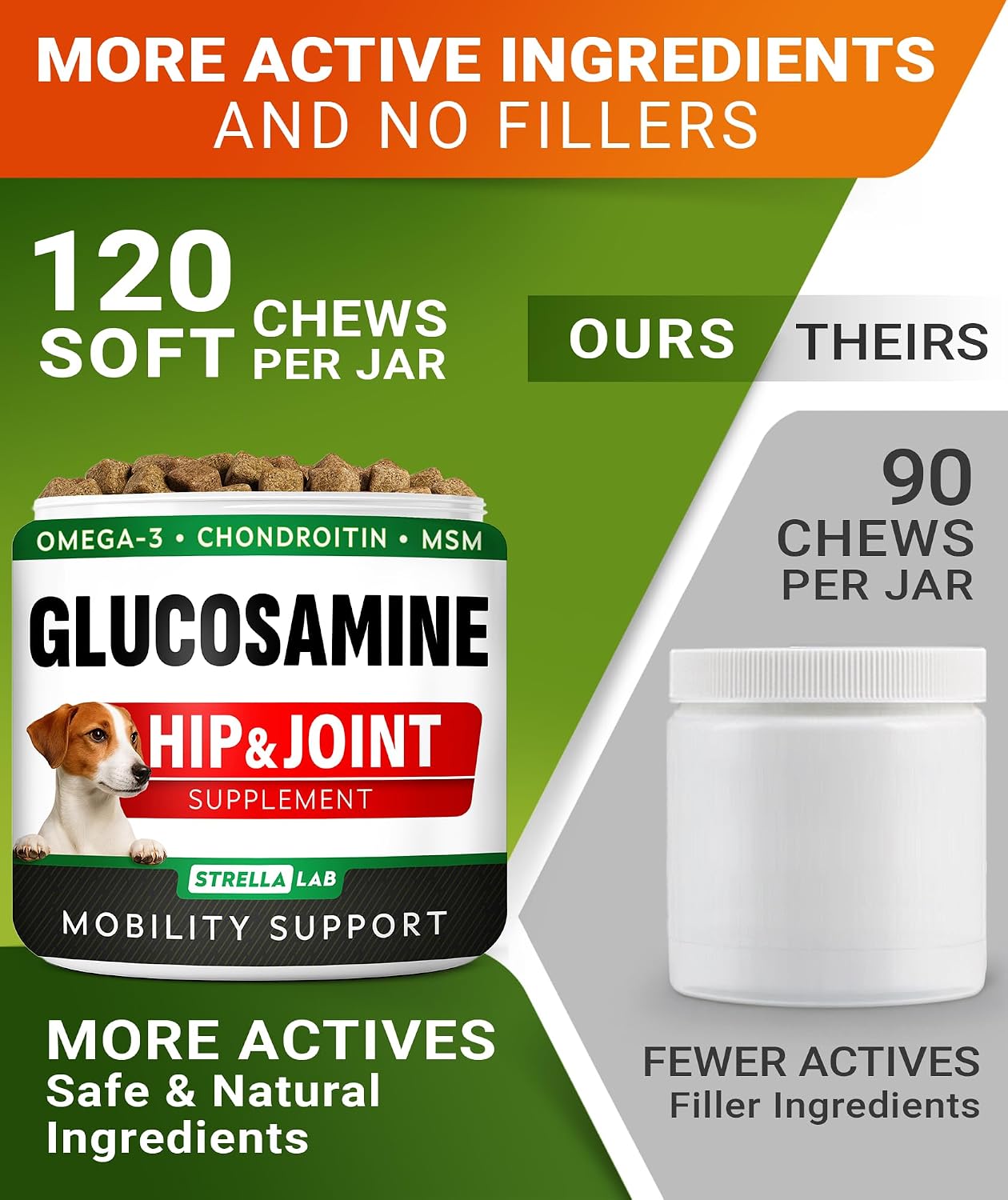 Advanced Glucosamine for Dogs, Chondroitin & MSM Hip Joint Supplement Chews