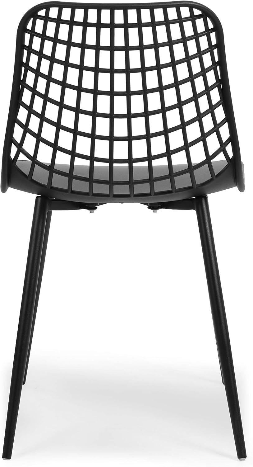 Poly & BARK Isla Modern Kitchen Chairs Set of 4 - Plastic Dining Chair with Metal Legs - Quick Assembly Simple Cafe Chairs Plastic for Indoor or