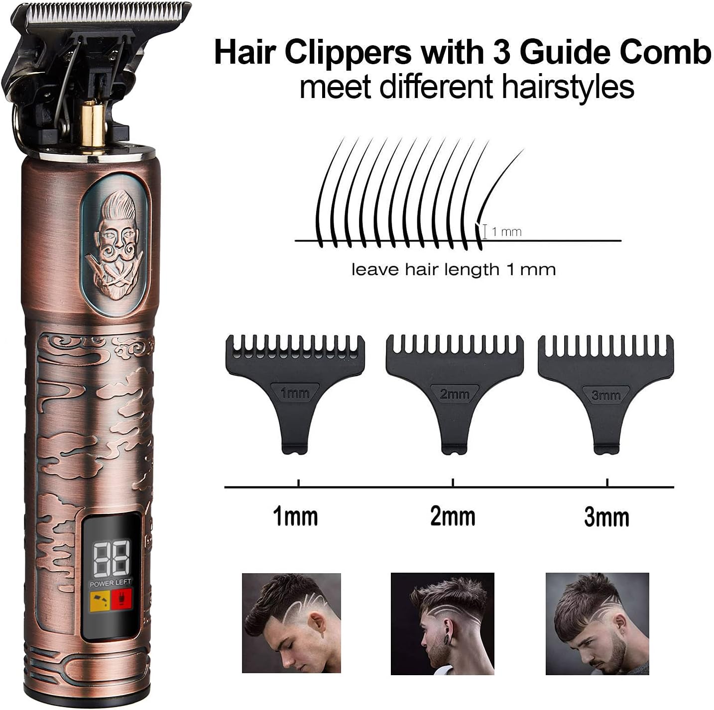 Suttik Hair Clippers for Men, Professional Hair & Beard Trimmer for Men, Mustache Trimmer T-Blade Hair Liner Edgers