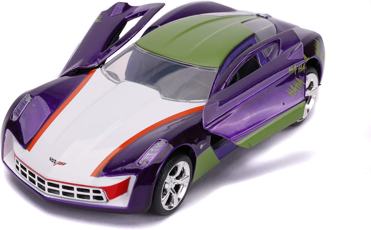 Jada Toys DC Comics 1:32 The Joker's 2009 Chevy Corvette Stingray Die-cast Car, Toys for Kids and Adults