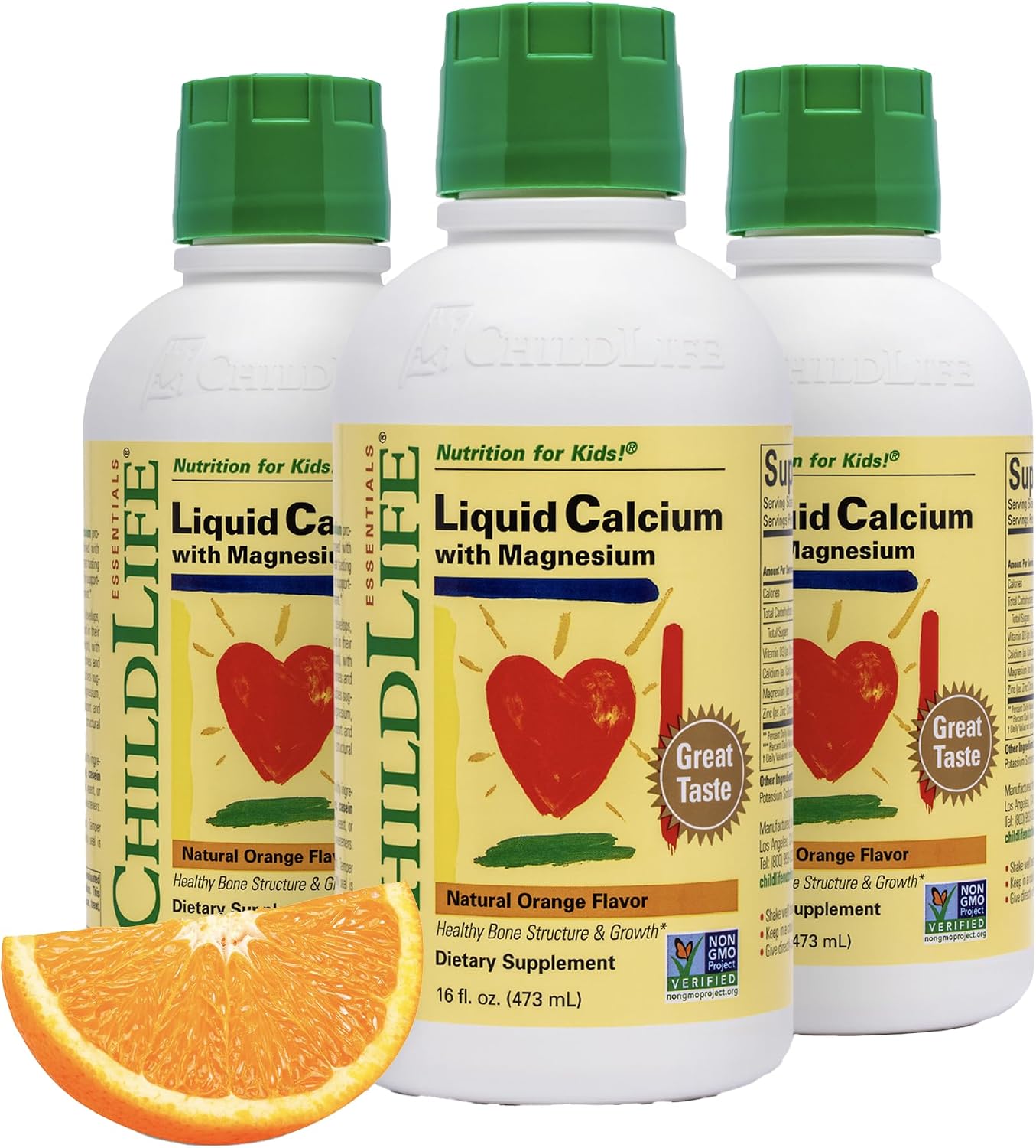 ChildLife Essentials Liquid Calcium Supplement for Kids, 16 fl Oz (4 Pack) | Baby & Toddler Calcium, Magnesium, Zinc, Vitamin D 3, Orange Flavor, Supplement, Liquid, Toddler Kids, Zinc Magnesium