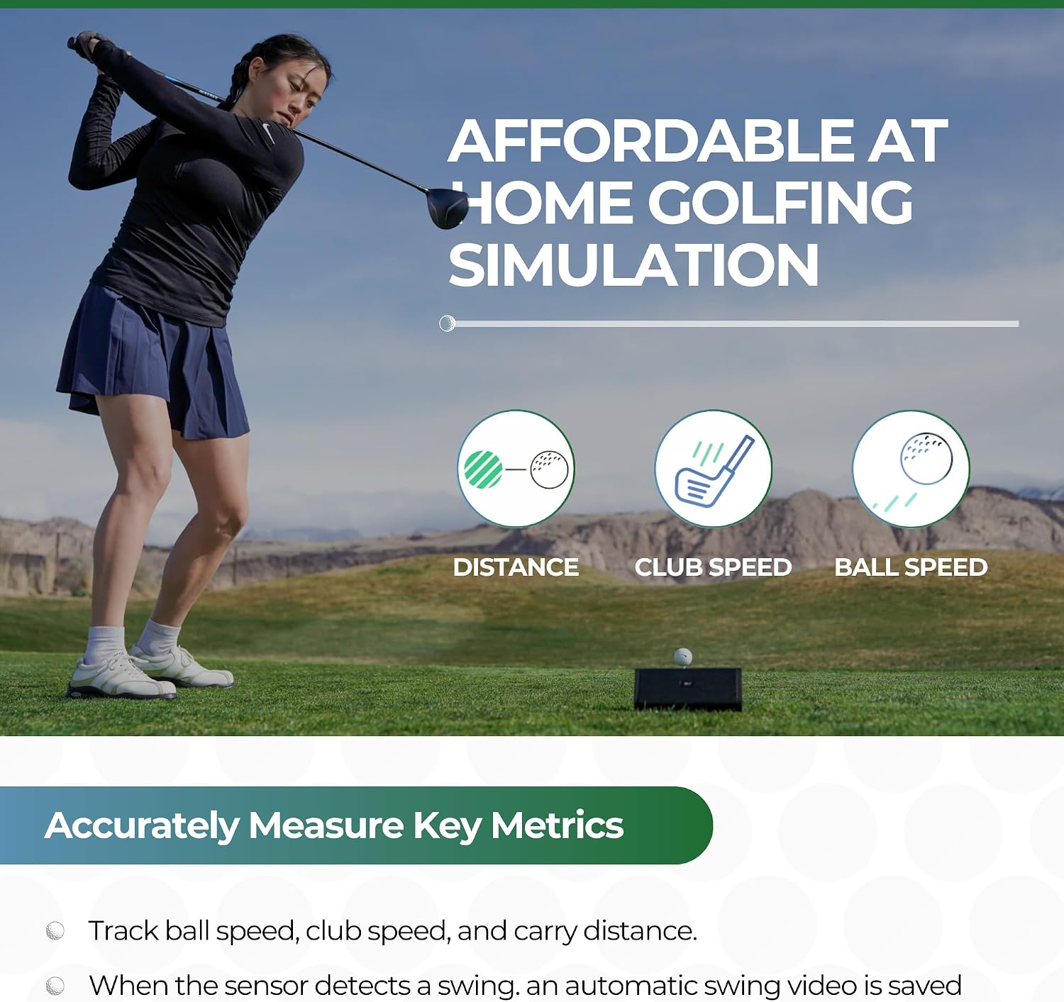 SLX Hybrid Launch Monitor - Effectively Track Your Ball Speed, Club Speed, Distance and Smash Factor - Portable Golf GPS Device via Bluetooth
