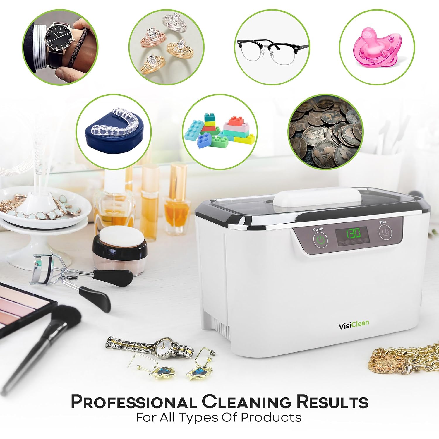 Ultrasonic Cleaner, Professional Ultrasonic Jewelry Cleaner for Diamond Ring, Silver, Gold, Earrings, Necklaces, Glasses, Denture, Retainer, Cpap
