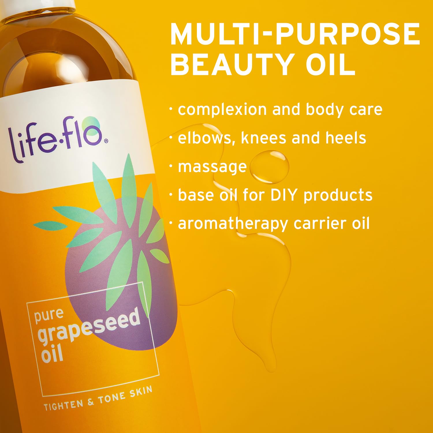 LIFE-FLO Pure Coconut Oil, Fractionated, Refined Liquid Coconut Oil, Skin Care, Hair Care, Massage, Aromatherapy, All Skin Types, Hypoallergenic, 60-Day Guarantee, Not Tested on Animals, 16oz