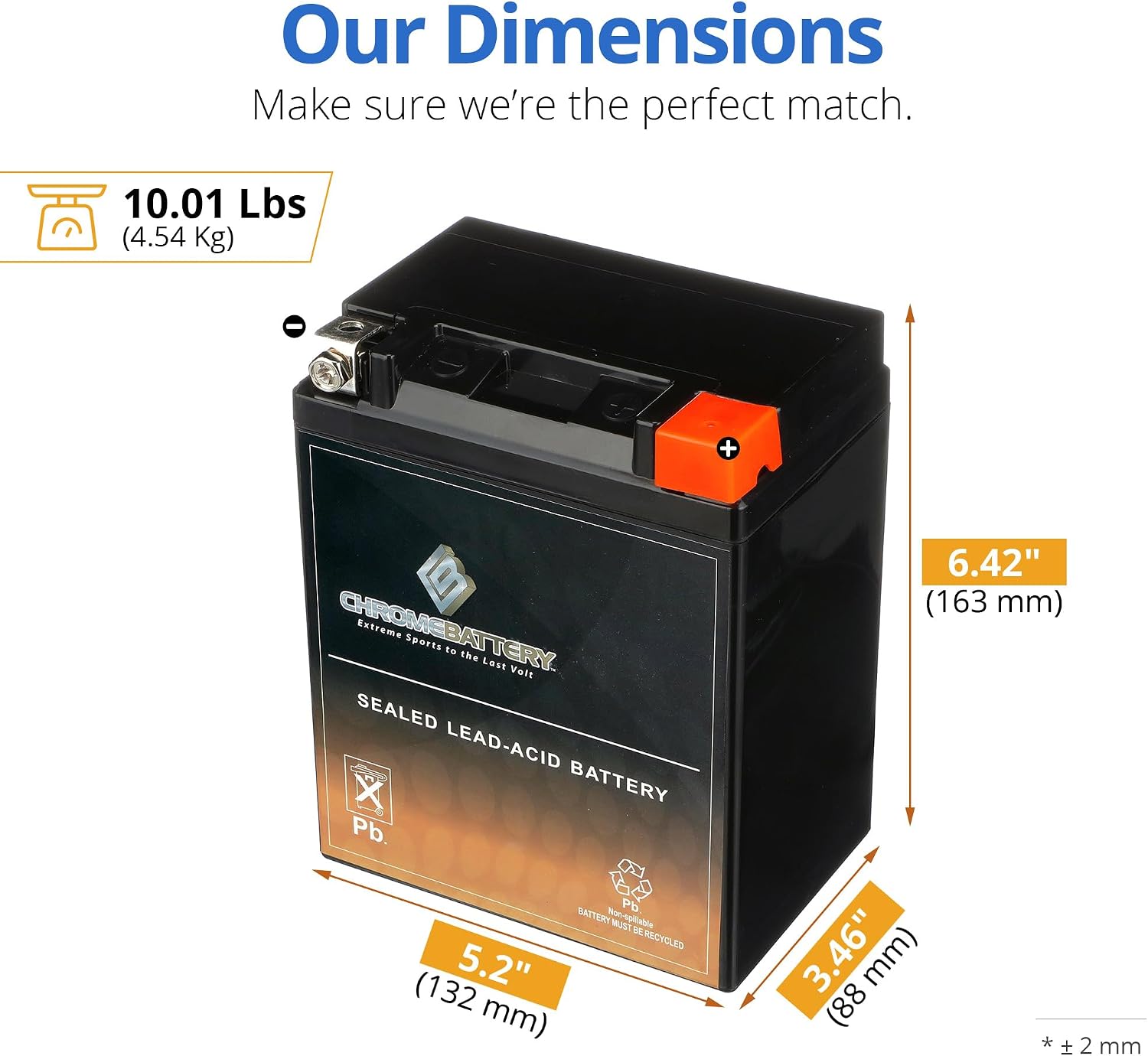 CB CHROMEBATTERY YTX30L-BS 12V 385 CCA AGM – Maintenance-Free 30Ah Battery for Harley, ATV, UTV, Snowmobile, Jet Ski – T3 Nut & Bolt Terminal – Fits Harley Touring, Polaris Sportsman 850
