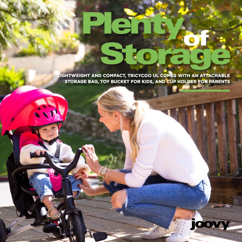 Joovy Tricycoo 4.1 Kids Tricycle with 4-Stages Featuring Extra-Wide Front Tire, Removable and Adjustable Parent Handle, Safety Harness