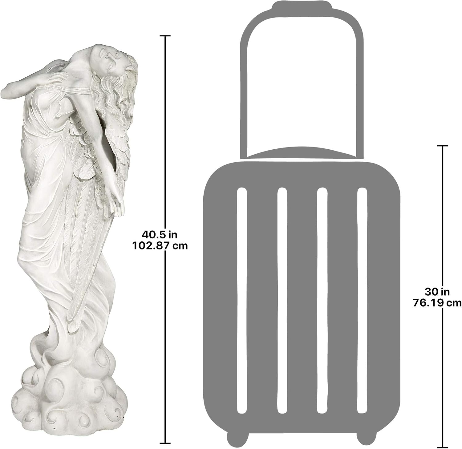 Design Toscano Remembrance and Redemption Angel Religious Indoor/Outdoor Garden Statue, From Base to Top of the Wings Nearly 3 feet tall! Tall, Cast Stone Resin, Antique Stone Finish