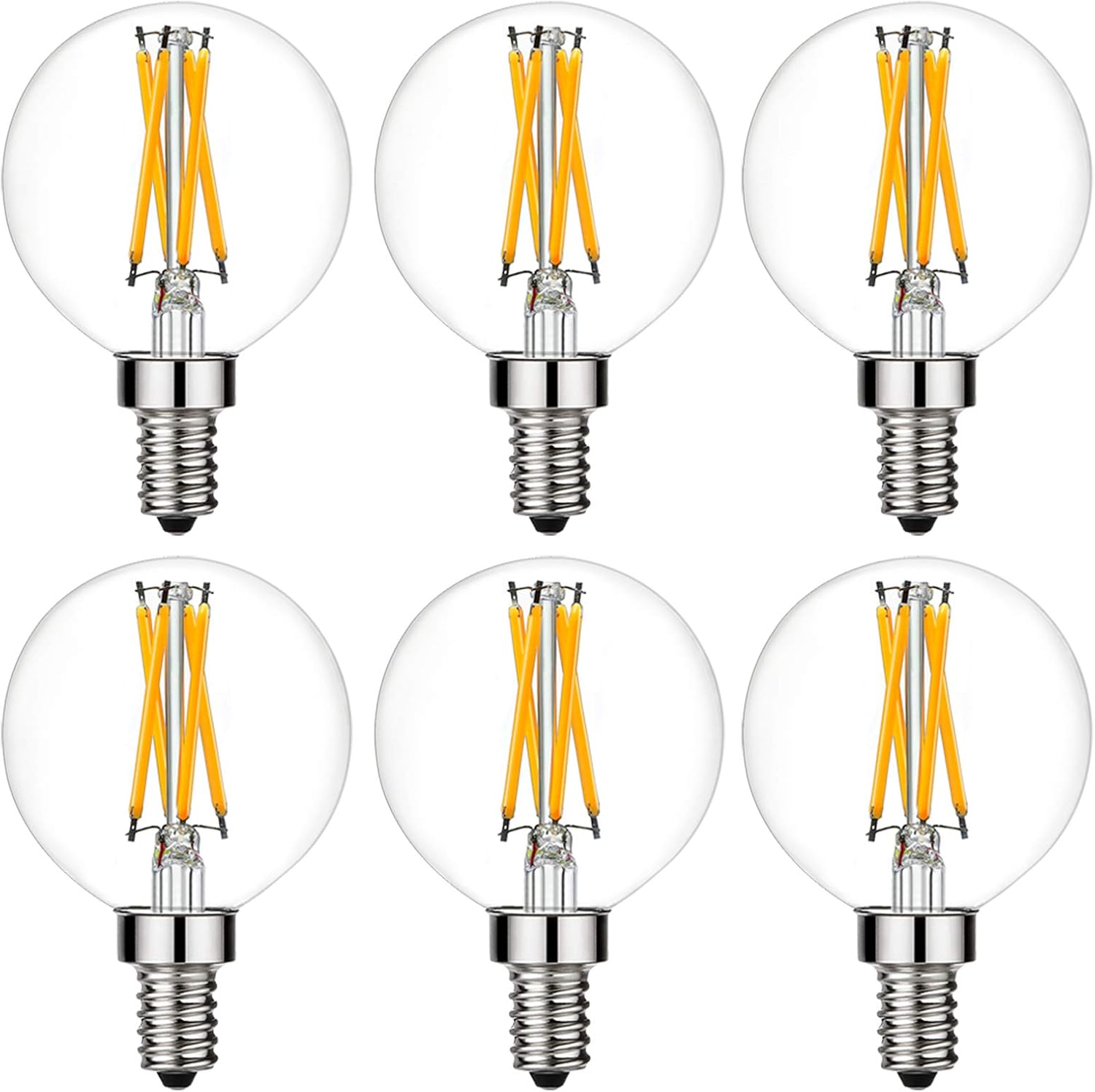 Litehistory e12 led bulb dimmable g16.5 Light Bulb 4W Equal 40 Watt 400lm AC120V e12 Candelabra Bulb 40 Watt for Chandeliers,Ceiling Fan,Vanity Warm White 2700K Globe candelabra Light Bulb 6Pack