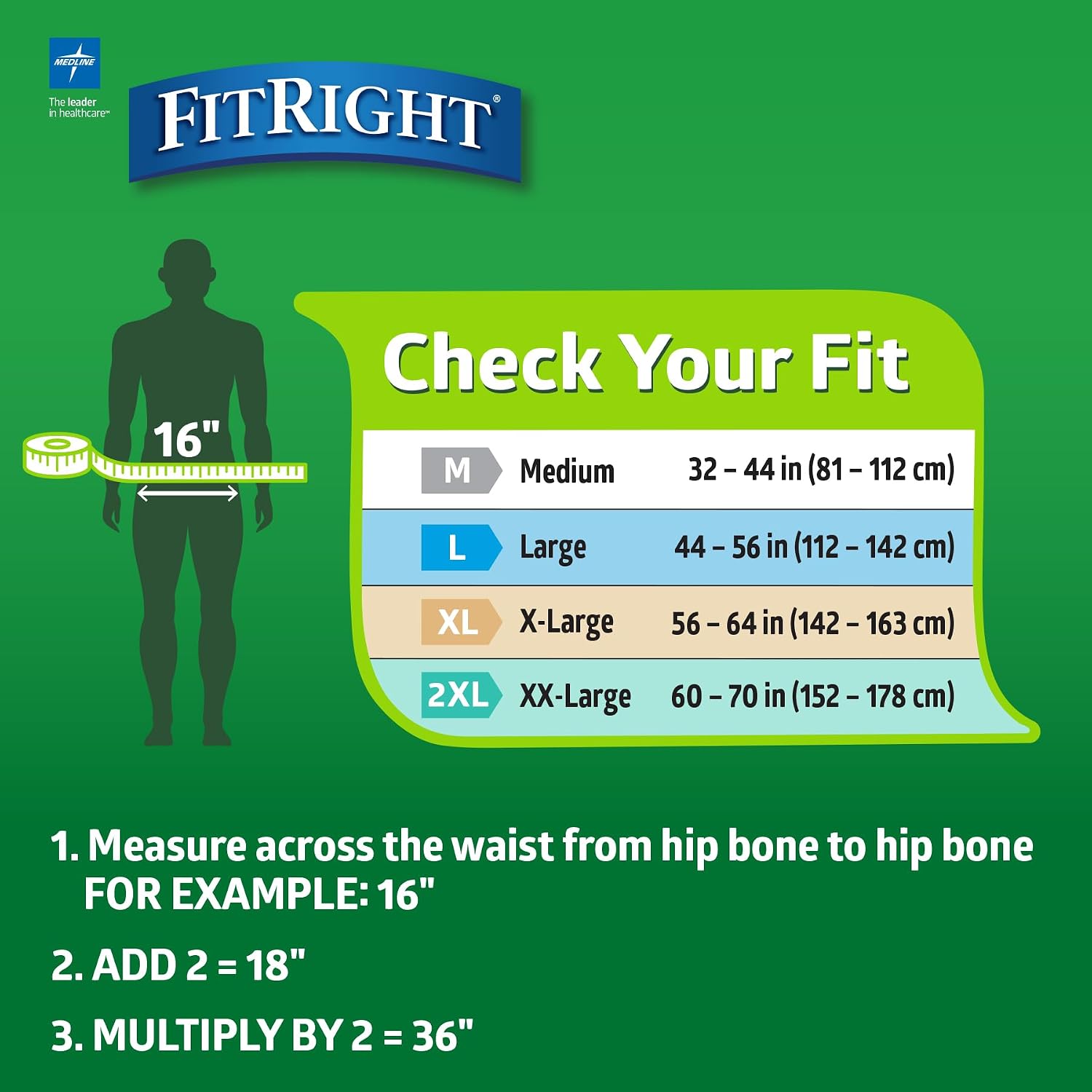 FitRight Adult Diapers, Extra+ Heavy Absorbency, M (Waist Size 32in-44in), 80 Count, OptiFit Incontinence Briefs for Men and Women, Disposable, Moisture-Wicking, Leak Protection,