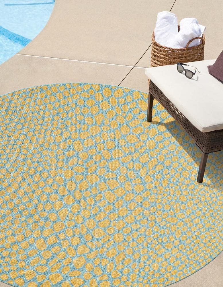 Unique Loom Outdoor Collection Area Rug - Cape Town (9' x 12' Rectangle, Blue/Ivory)