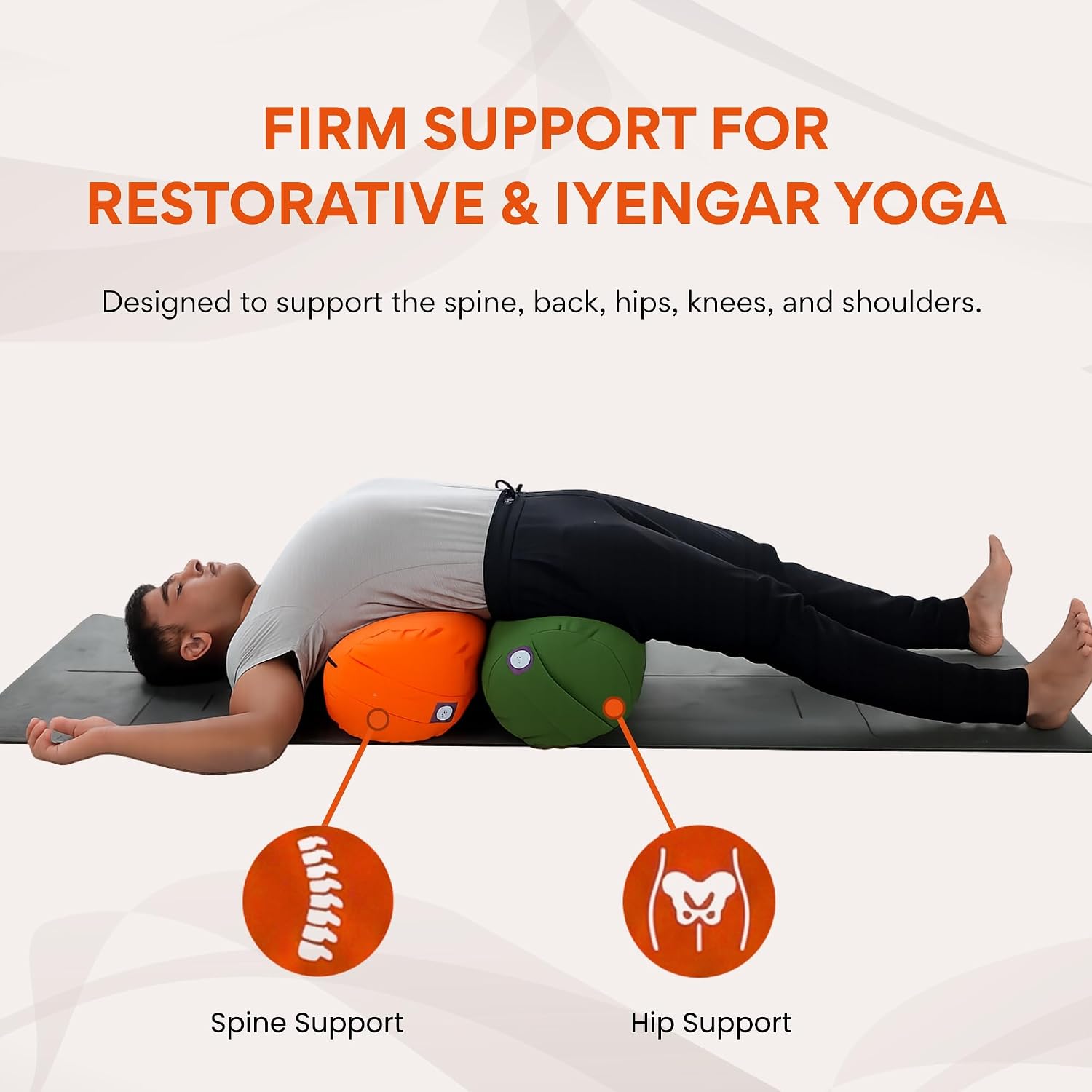 Yogikuti Iyengar Yoga Bolster for Restorative Yoga and Meditation – Lightweight Cotton Support Pillow with Handle for Easy Carry