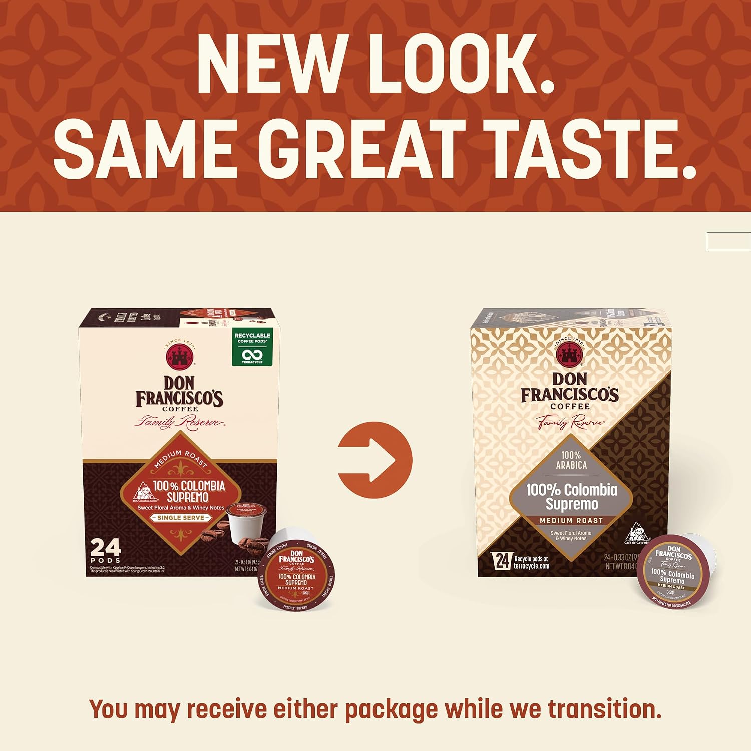 Don Francisco's Kona Blend Single Serve Coffee Pods, Medium Roast, 24ct | Compatible with Keurig Coffee Pod Brewers, 100% Arabica Coffee, Convenient Single Serve Brewing, Fresh Brew in Every Cup