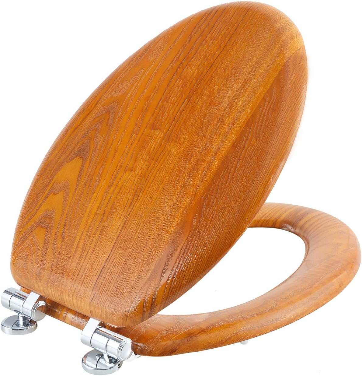 Angel Shield Toilet Seat with Zinc Alloy Hinges Quiet-Close Quick-Release Wood Molded UV Lid Easy Clean(Elongated,Black)